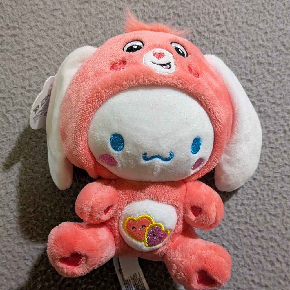 NWT Sanrio Hello Kitty & Friends x Care Bears Cinnamoroll x Love-a-Lot 8" Plush